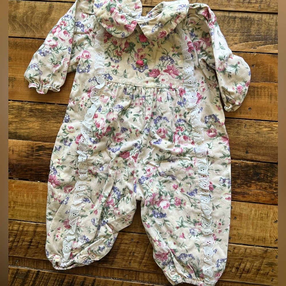 English Toffee vintage baby girl 18month one piece floral outfit